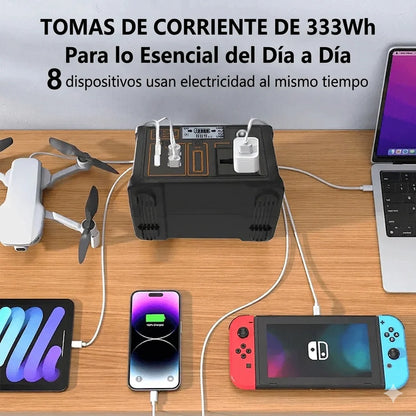 Estación de Poder Portátil con Carga Solar (333Wh)